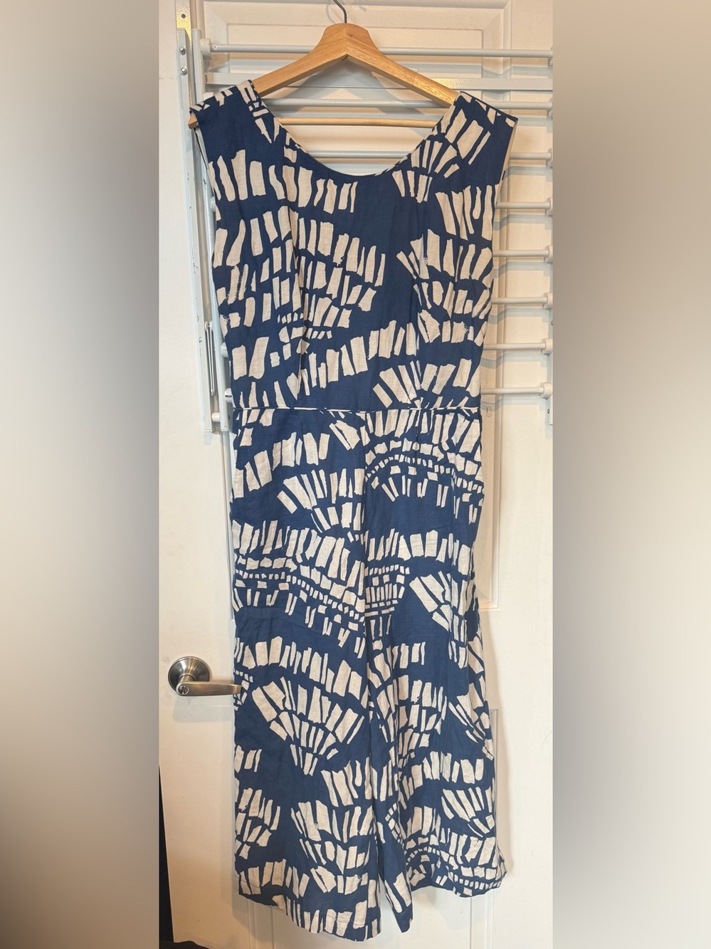 Corey Lynn Calter Navy and White Abstract Jumpsuit